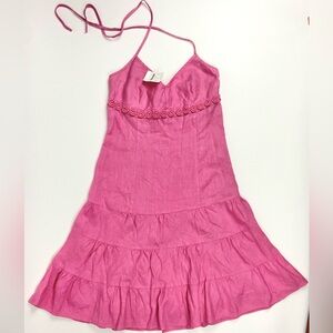 J. Crew linen tiered halter midi dress